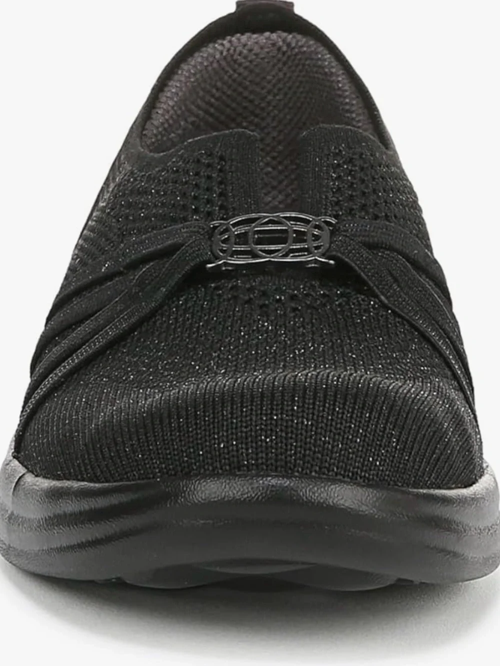 Life Stride Black Knit Slip-On Loafers — Wide Width